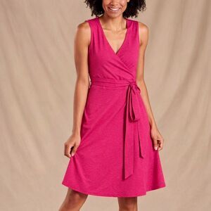 Toad & Co Tech Cue Wrap Mini Dress Sleeveless Tank Deep Rose Pink Size Small